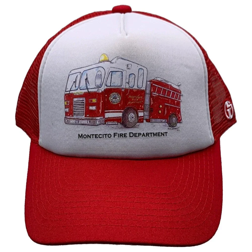 Grom Squad Montecito Fire Department Red/White Mesh Trucker Hat Adjustable